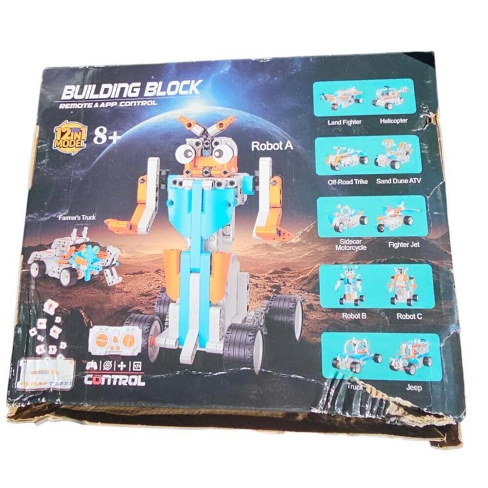 STEM Robot Building Kit 12-in-1 Remote Control Truck Fighter Jet Helicopter ATV